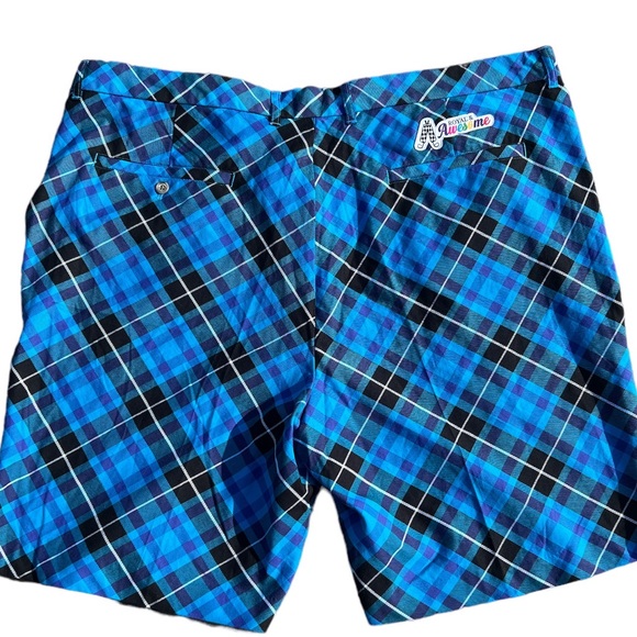 NWT Royal & Awesome Blue Plaid Trews Golf Shorts Size 46 - Picture 6 of 7